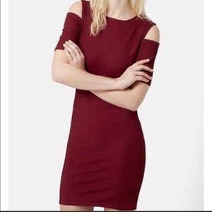 Topshop Red Cold Shoulder Casual Dress M